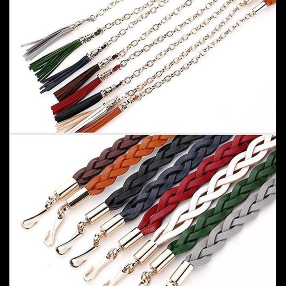 Women Ladies Fashion Metal Waist Belt Chain Skinny PU Leather Braided Rope main image 4